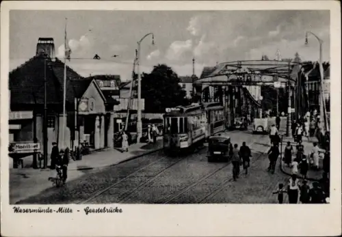 Ak Wesermünde Bremerhaven, Straßenbahn, Linie 3, Geestebrücke