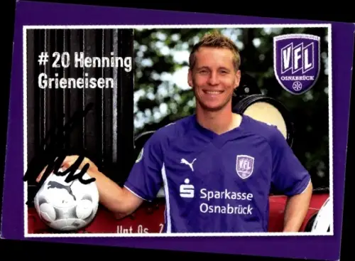 Autogrammkarte Fußballer Henning Grieneisen, VfL Osnabrück, Autogramm
