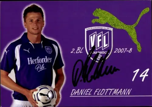 Autogrammkarte Fußballer Daniel Flottmann, VfL Osnabrück, Autogramm