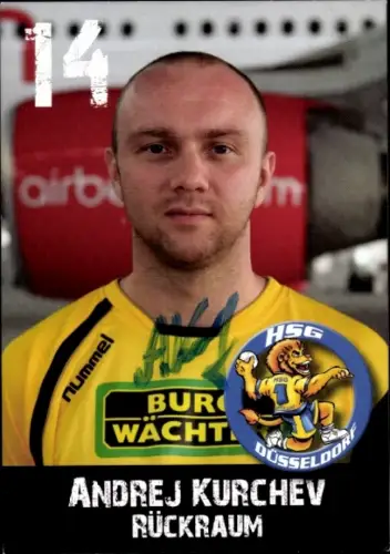 Autogrammkarte Handballer Andrej Kurchev, HSG Düsseldorf, Autogramm