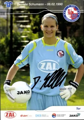 Autogrammkarte Fußballerin Desirée Schumann, 1. FFC Turbine Potsdam, Autogramm