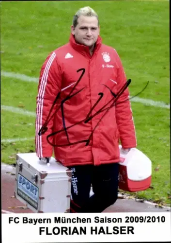 Autogrammkarte Physiotherapeut Florian Halser, FC Bayern München, Autogramm