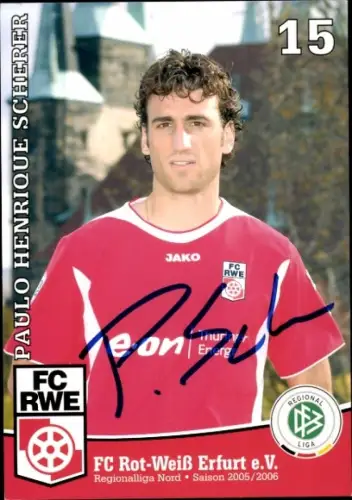 Autogrammkarte Fußballer Paulo Henrique Scherer, FC Rot-Weiß Erfurt, Autogramm