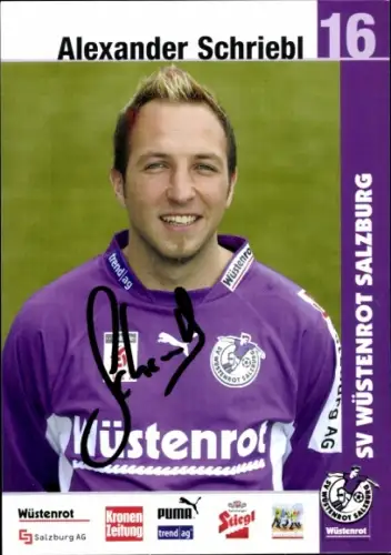 Autogrammkarte Fußballer Alexander Schriebl, SV Wüstenrot Salzburg, Autogramm