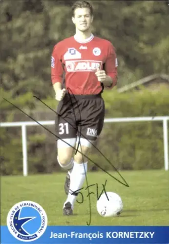 Autogrammkarte Fußballer Jean-François Kornetzky, Racing Straßburg, Autogramm