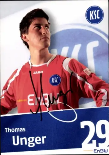 Autogrammkarte Fußballer Thomas Unger, Karlsruher SC, Autogramm