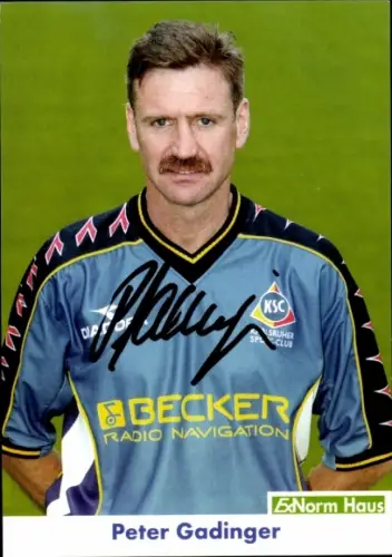 Autogrammkarte Torwart Trainer Peter Gadinger, Karlsruher SC, Autogramm