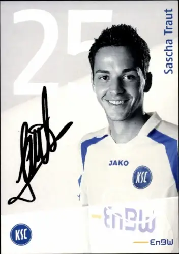 Autogrammkarte Fußballer Sascha Traut, Karlsruher SC, Autogramm