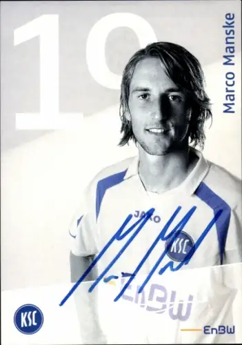 Autogrammkarte Fußballer Marco Manske, Karlsruher SC, Autogramm