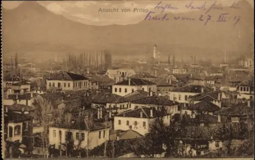 Ak Prilep Mazedonien, Blick über die Dächer des Ortes