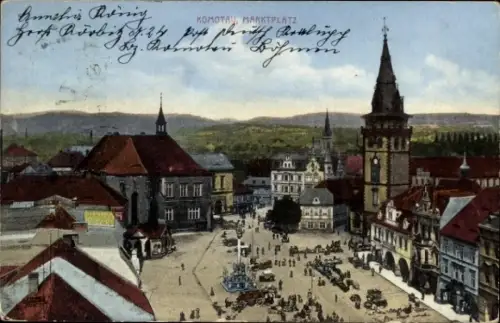 Ak Chomutov Komotau Region Aussig, Marktplatz