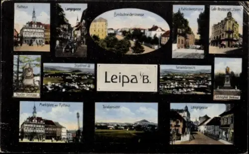 Ak Lípa Leipa Region Königgrätz, Marktplatz, Rathaus, Langegasse