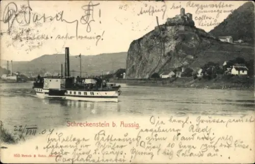 Ak Strekov Schreckenstein Ústí nad Labem Aussig Elbe Stadt, Dampfer