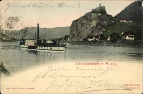 Ak Strekov Schreckenstein Ústí nad Labem Aussig Elbe Stadt, Dampfer