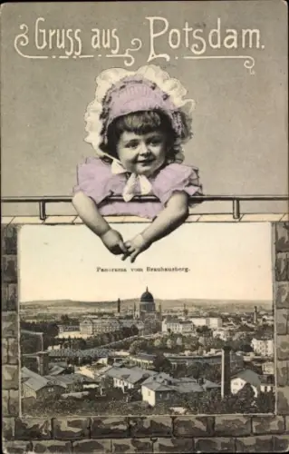 Passepartout Ak Potsdam, Panorama vom Brauhausberg