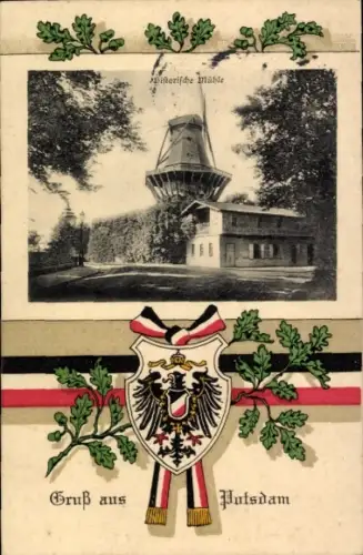 Wappen Passepartout Ak Potsdam, Historische Mühle