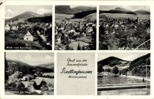 Ak Siedlinghausen Winterberg im Sauerland, Schwimmbad, Meisterstein