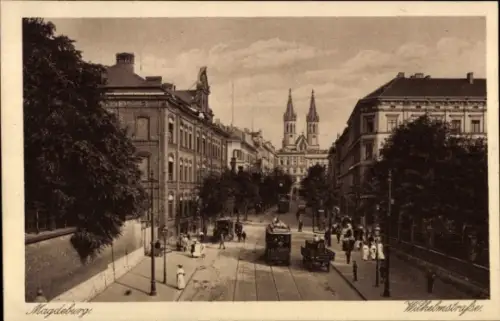 Ak Magdeburg an der Elbe, Wilhelmstraße, Tram