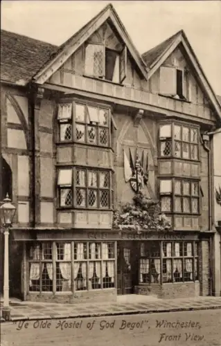 Ak Winchester South East England, "Ye Olde Hostel of God Begot",  Frontansicht,  Architektur