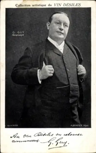 Ak Schauspieler G. Guy, Portrait, Autogramm