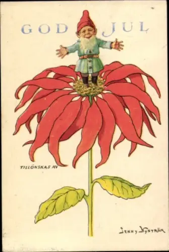 Künstler Ak Nyström, Jenny, Frohe Weihnachten, Zwerg auf einem Weihnachtsstern