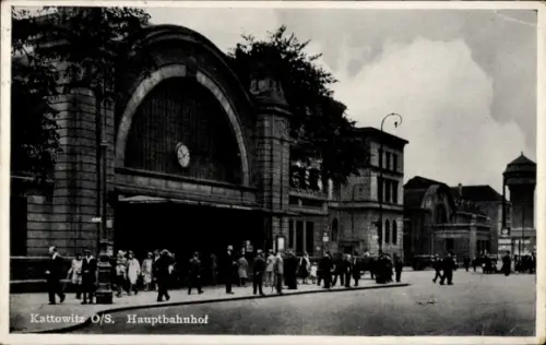 Ak Katowice Kattowitz Oberschlesien, Hauptbahnhof