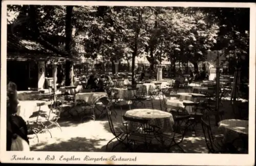 Ak Konstanz am Bodensee, Biergarten-Restaurant, Tische im Freien, Bäume, Konstanz