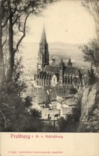 Ak Freiburg im Breisgau,  Schloßberg, Kathedrale, Stadtansicht, Kunstanstalt Lautz & Balzar