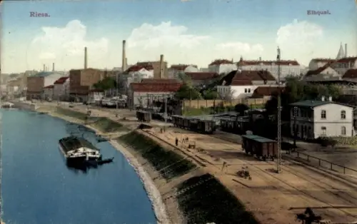 Ak Riesa an der Elbe Sachsen, Elbquai