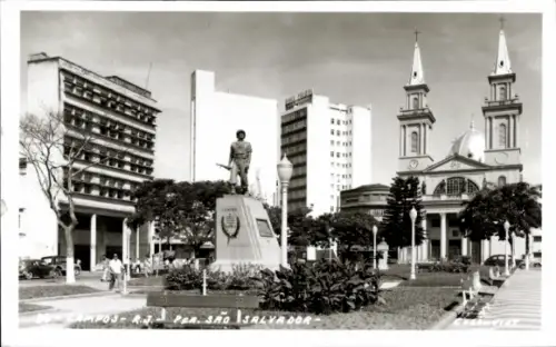 Ak Salvador Brasilien, Statue, Kirche, Bäume, Gebäude, Platz
