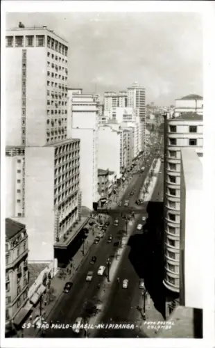 Ak São Paulo Brasilien, Stadtansicht, Avenida Ipiranga,  Brasilien, Schwarz-Weiß-Foto