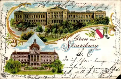 Litho Straßburg Elsass Bas Rhin, Universität, Kaiserpalast
