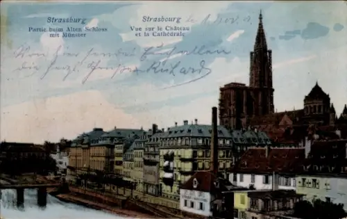 Ak Straßburg Elsass Bas Rhin, Altes Schloss und Münster