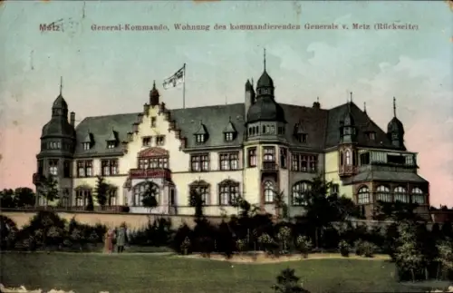 Ak Metz Moselle, General-Kommando, Wohnung des kommandierenden Generals v.  Rückseite