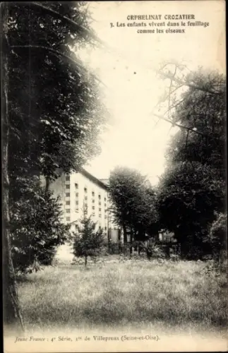 Ak Villepreux Yvelines, Wald, Kinder, Orphanage Crozatier, Text in Französisch