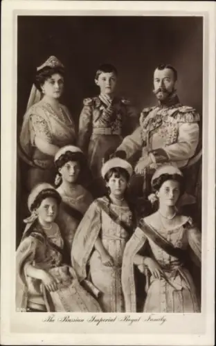 Ak Zar Nikolaus II. von Russland mit Familie, Zarin Alexandra Fjodorowna, OTMA, Zarewitsch Alexei