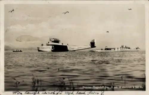 Ak Dornier Flugschiff Do X., 12 Motoren je 500 PS, Passagierflugzeug