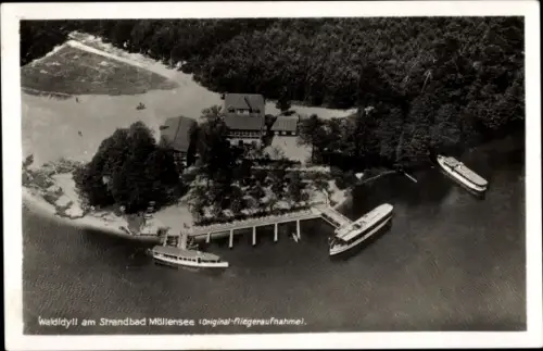 Ak Erkner in Brandenburg, Waldidyll am Möllensee, Fliegeraufnahme