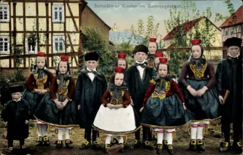 Ak Hessische Trachten, Schwälmer Kinder im Sonntagsstaat