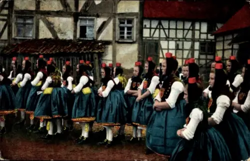 Ak Hessische Trachten, Schwälmerinnen