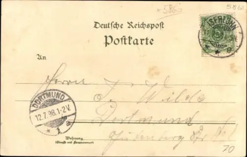 Litho Iserlohn im Märkischen Kreis, Gesamtansicht, Rathaus, Denkmal