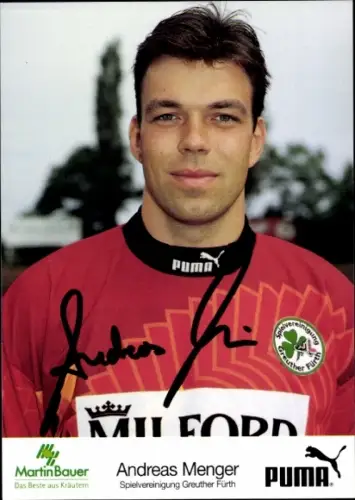 Autogrammkarte Fußballer Andreas Menger, SpVgg Greuther Fürth, Autogramm