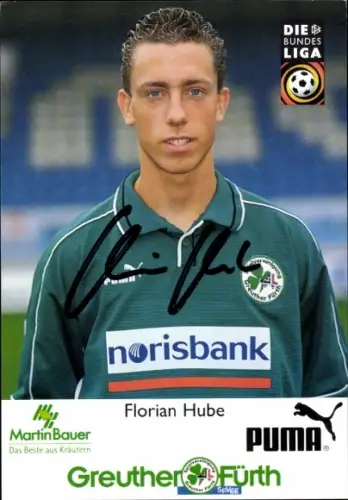 Autogrammkarte Fußballer Florian Hube, SpVgg Greuther Fürth, Autogramm