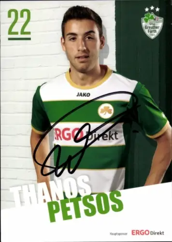 Autogrammkarte Fußballer Thanos Petsos, SpVgg Greuther Fürth, Autogramm