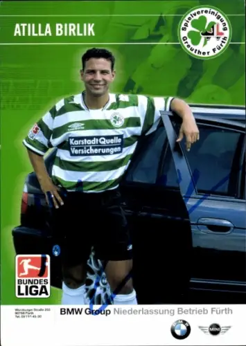 Autogrammkarte Fußballer Atilla Birlik, SpVgg Greuther Fürth, Autogramm