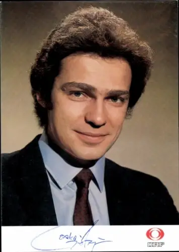 Autogrammkarte Moderator Erich Gölzinger, Portrait, Autogramm