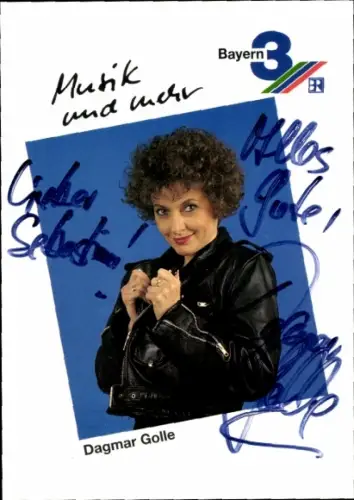 Autogrammkarte Moderatorin Dagmar Golle, Portrait, Autogramm