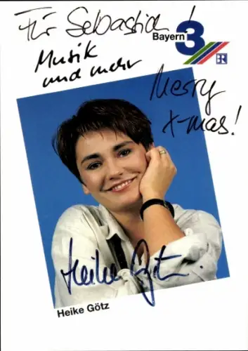 Autogrammkarte Moderatorin Heike Götz, Portrait, Autogramm