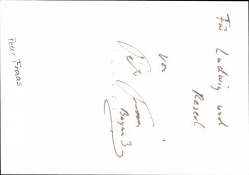 Autogrammkarte Moderator Peter Fraas, Portrait, Autogramm