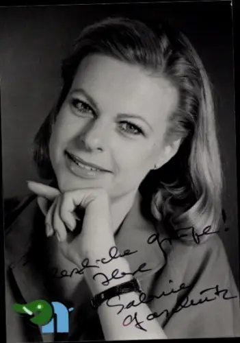 Autogrammkarte Moderatorin Sabine Gaschütz, Portrait, Autogramm